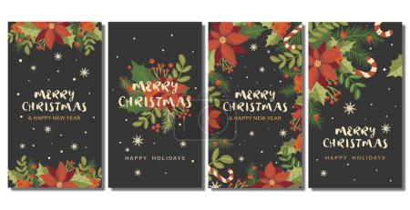 Photo for Christmas Roll Up Banner vector set of dark merry christmas banners hand drawn. Vector illustration - Royalty Free Image