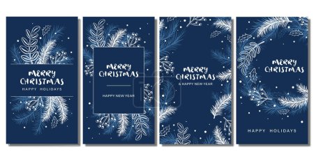 Photo for Christmas vertical banner vector set of blue banners with white accents Christmas vector. Vector illustration - Royalty Free Image