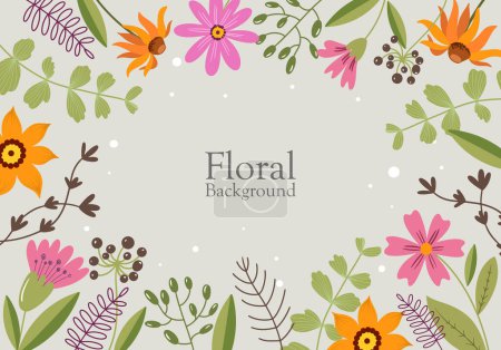 Photo for Floral background in flat style withe leaves in illustration. Vector illustration - Royalty Free Image