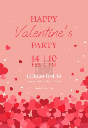Photo for Valentines day party banner with confetti hearts design. Vector illustration - Royalty Free Image