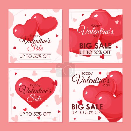 Téléchargez les illustrations : Bannière de vente de Saint Valentin sertie en illustration. Illustration vectorielle - en licence libre de droit