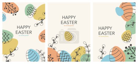 Photo for Set of vector banners for the day of holy easter with easter eggs minimalist outlines. Vector illustration - Royalty Free Image