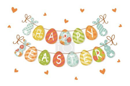 Photo for Easter day greeting banner garland of easter eggs vector. Vector illustration - Royalty Free Image