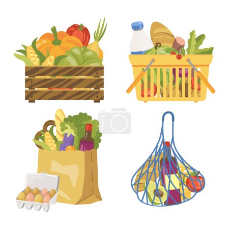 Photo for Vector illustration of grocery basket box with vegetables. Vector illustration - Royalty Free Image
