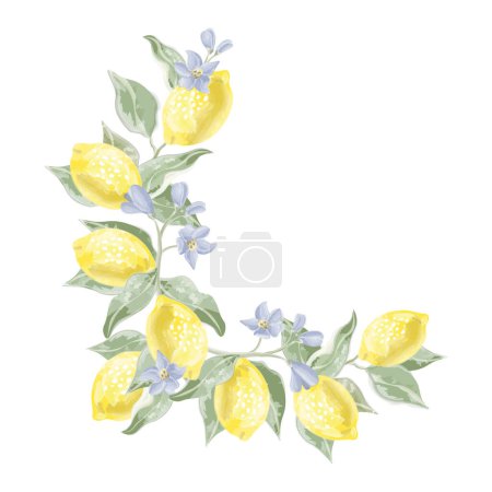Photo for Corner decor of lemon branches and lemons in watercolor style vector. Vector illustration - Royalty Free Image
