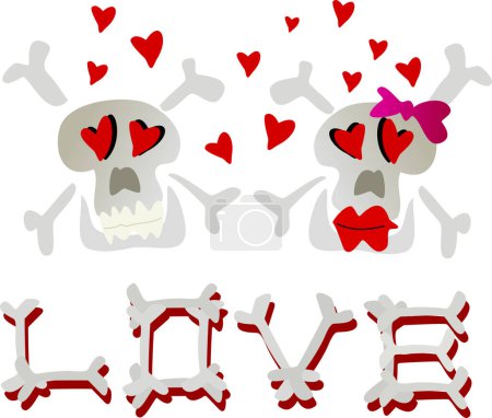 Illustration for Couple of skulls in love - Royalty Free Image
