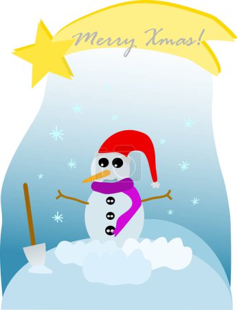 Illustration for Snowman with scarf and comet on top - Royalty Free Image
