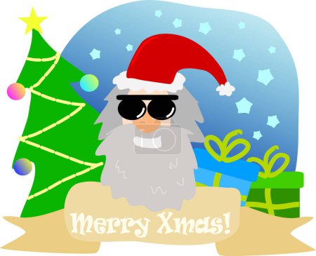 Illustration for Merry Christmas with cool Santa - Royalty Free Image