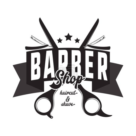 Téléchargez les illustrations : Logo salon de coiffure isolé sur fond blanc, illustration vectorielle - en licence libre de droit