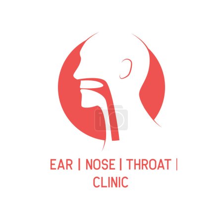 logotipo de la garganta de la nariz del oído (ENT) para el concepto de clínica de otorrinolaringólogos. ilustración vectorial
