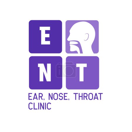 Ilustración de Logotipo de la garganta de la nariz del oído (ENT) para el concepto de clínica de otorrinolaringólogos. ilustración vectorial - Imagen libre de derechos