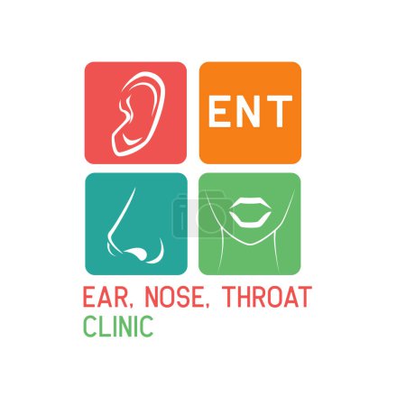 Illustration for Ear nose throat (ENT) logo for Otolaryngologists  clinic concept. vector illustration - Royalty Free Image