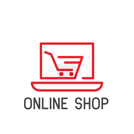 Téléchargez les illustrations : Logo shopping en ligne sur fond blanc. illustration vectorielle - en licence libre de droit