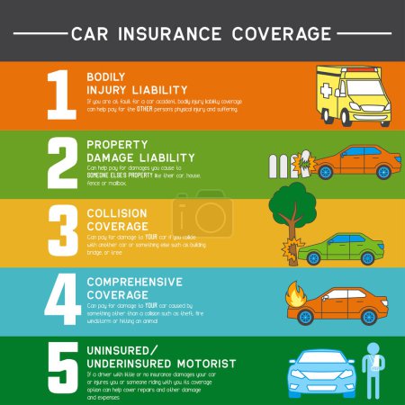 Illustration for Car insurance info graphic for business insurance. vector illustration - Royalty Free Image