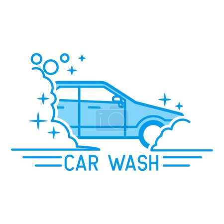 Téléchargez les illustrations : Logo de service de lavage de voiture isolé sur fond blanc, illustration vectorielle - en licence libre de droit