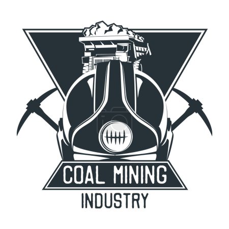 Illustration for Coal mining insignia isolated on white background. vector illustration - Royalty Free Image