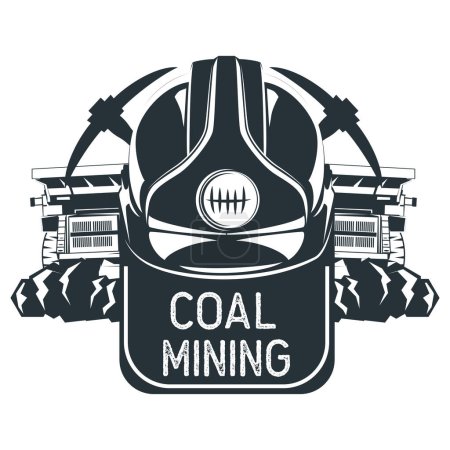 Ilustración de Insignia minera de carbón aislada sobre fondo blanco. ilustración vectorial - Imagen libre de derechos