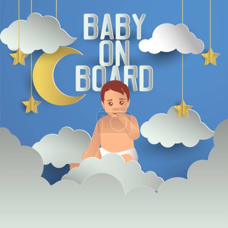 Téléchargez les illustrations : Affiche bébé à bord. illustration vectorielle - en licence libre de droit
