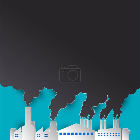 Ilustración de Contaminación del aire de la tubería de la fábrica y cesspit, ambiental para el concepto de contaminación. ilustración vectorial - Imagen libre de derechos