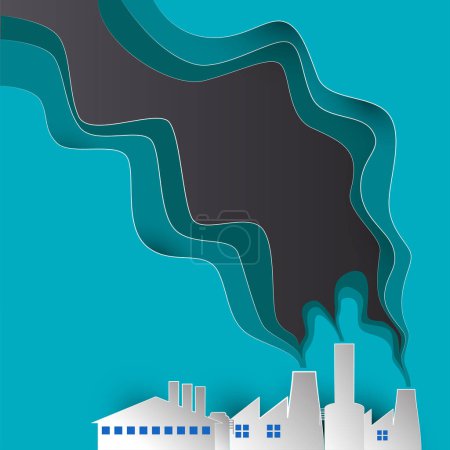 Téléchargez les illustrations : Polluer l'air des tuyaux d'usine et de la fosse septique, l'environnement pour le concept de pollution. illustration vectorielle - en licence libre de droit