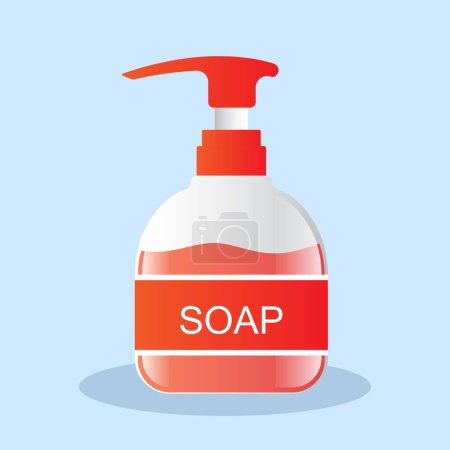 Téléchargez les illustrations : Bouteille de savon liquide avec pompe airless distributeur. illustration vectorielle - en licence libre de droit