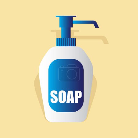 Illustration for Liquid soap bottle with dispenser airless pump. vector illustration - Royalty Free Image