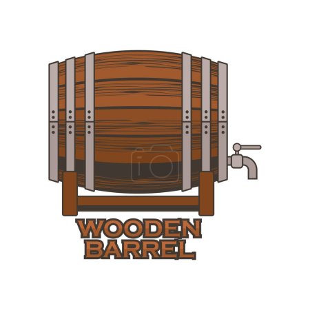 Illustration for Wooden barrel isolated on white background. vector illustration - Royalty Free Image