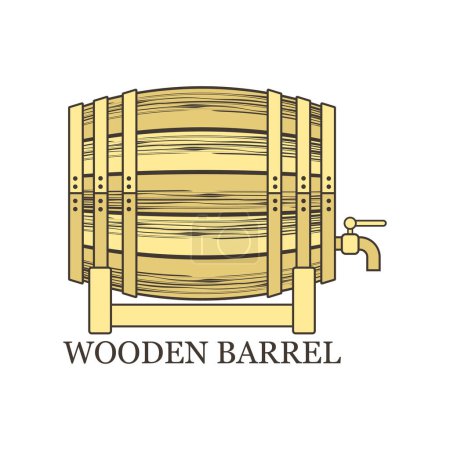 Ilustración de Barril de madera aislado sobre fondo blanco. ilustración vectorial - Imagen libre de derechos