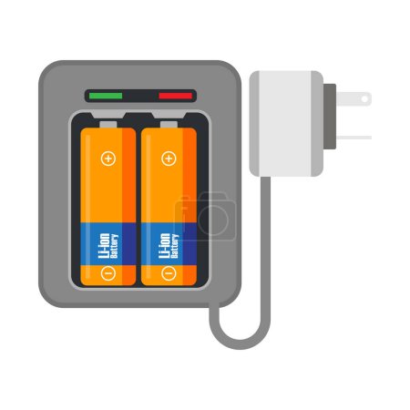 Illustration for Electric battery  charge and alkaline battery-powered accumulator for energy elements. vector illustration - Royalty Free Image