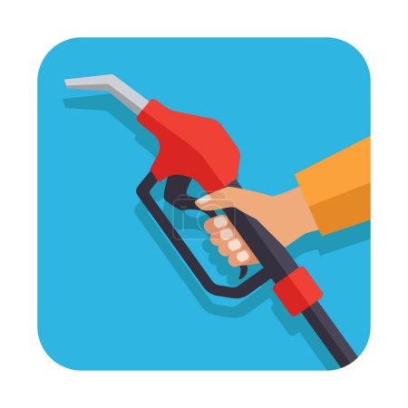 Photo for Hand holding gasoline pistol pump fuel nozzle. vector illustration - Royalty Free Image