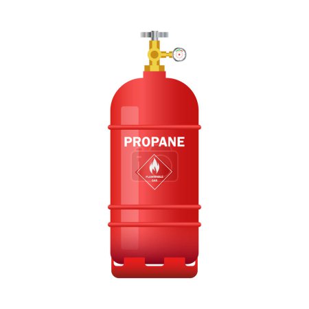 Photo for Red gas cylinder containing propane isolated on white background. vector illustration - Royalty Free Image