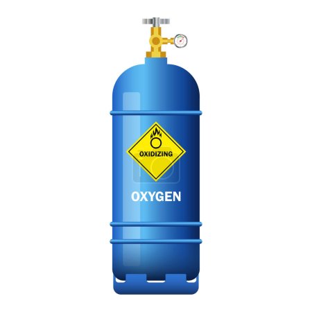 Illustration for Blue gas cylinder containing oxygen isolated on white background. vector illustration - Royalty Free Image