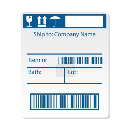 Ilustración de Etiqueta de etiqueta de código de barras de envío para la empresa de envío. ilustración vectorial - Imagen libre de derechos
