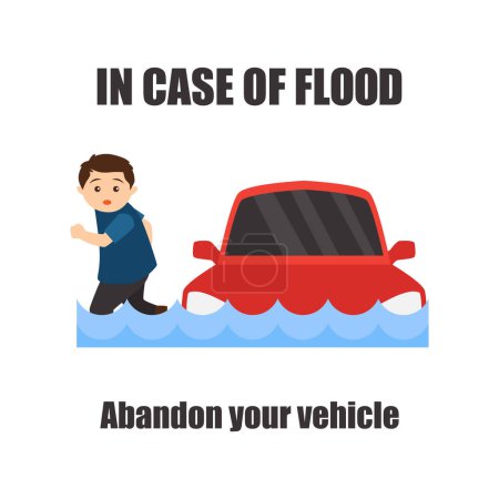 Ilustración de Conocimiento de inundaciones para el concepto de procedimiento de seguridad contra inundaciones. ilustración vectorial - Imagen libre de derechos