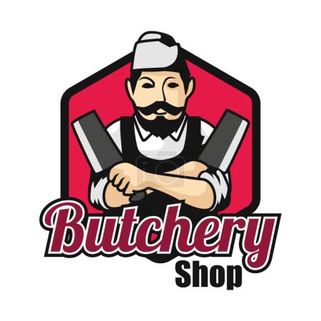 Illustration for Butcher logo isolated on white background. vector illustration - Royalty Free Image
