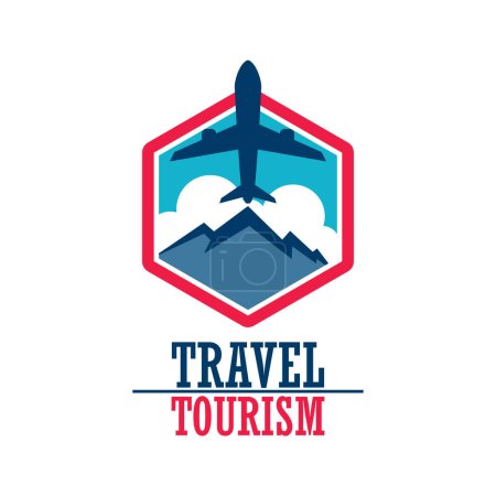 Téléchargez les illustrations : Logo touristique de voyage isolé sur fond blanc. illustration vectorielle - en licence libre de droit