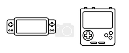 Photo for Portable handheld retro gaming console. Outline icon. Illustration. Object isolated on white background. - Royalty Free Image
