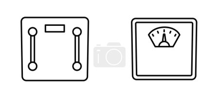 Photo for Analog body weight scale icon set. Mechanical scale. Outline object isolated on white background. Icon for web. - Royalty Free Image