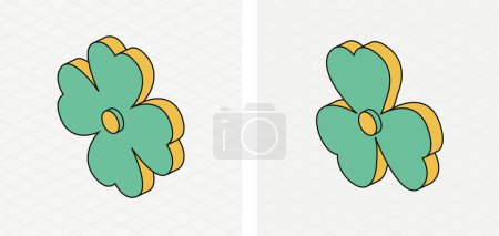 Photo for Three and four leaf clover. Isometric icon. Symbol of Saint Patrick day. Modern style. - Royalty Free Image