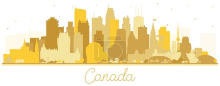 Illustration for Canada City Skyline Silhouette with Golden Buildings Isolated on White. Vector Illustration. Concept with Historic Architecture. Canada Cityscape with Landmarks. Ottawa. Toronto. Montreal. Vancouver. - Royalty Free Image