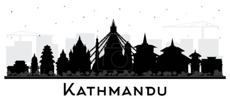 Téléchargez les illustrations : Kathmandu Nepal City Skyline Silhouette with Black Buildings Isolated on White. Vector Illustration. Kathmandu Cityscape with Landmarks. Business Travel and Tourism Concept with Historic Architecture. - en licence libre de droit