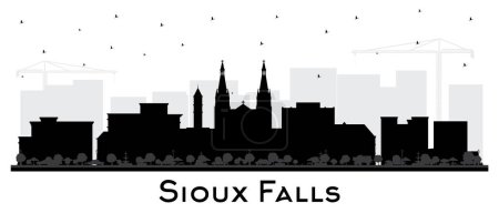 Illustration for Sioux Falls South Dakota City Skyline Silhouette with Black Buildings Isolated on White. Vector Illustration. Sioux Falls USA Cityscape with Landmarks. Tourism Concept with Modern Architecture. - Royalty Free Image