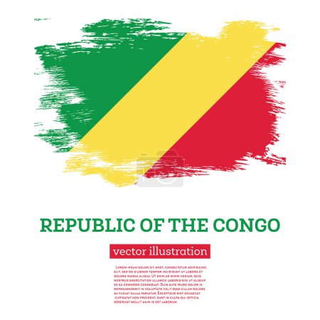 Ilustración de Bandera de República del Congo con pinceladas. Ilustración vectorial. Día de la Independencia. - Imagen libre de derechos