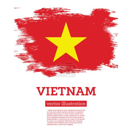 Illustration for Vietnam Flag with Brush Strokes. Vector Illustration. Independence Day. - Royalty Free Image