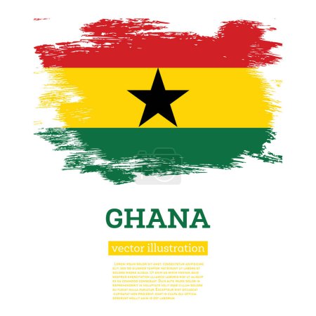 Illustration for Ghana Flag with Brush Strokes. Vector Illustration. Independence Day. - Royalty Free Image