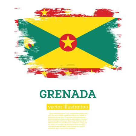 Illustration for Grenada Flag with Brush Strokes. Vector Illustration. Independence Day. - Royalty Free Image