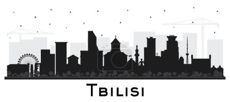 Illustration for Tbilisi Georgia City Skyline Silhouette with Black Buildings Isolated on White. Vector Illustration. Tbilisi Cityscape with Landmarks. Business Travel and Tourism Concept with Historic Architecture. - Royalty Free Image