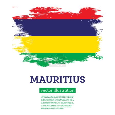 Illustration for Mauritius Flag with Brush Strokes. Vector Illustration. Independence Day. - Royalty Free Image