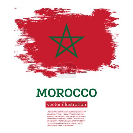 Illustration for Morocco Flag with Brush Strokes. Vector Illustration. Independence Day. - Royalty Free Image
