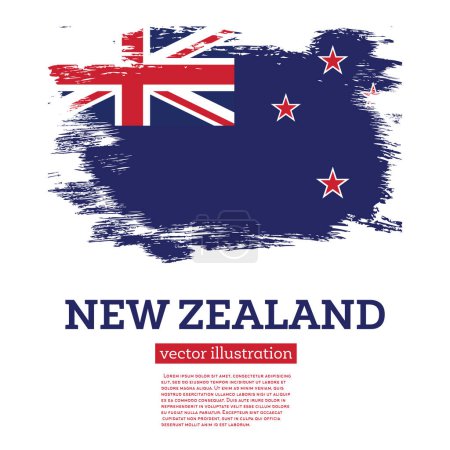 Illustration for New Zealand Flag with Brush Strokes. Vector Illustration. Independence Day. - Royalty Free Image